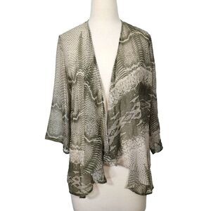 Chico's Open Front Cardigan Sheer Lightweight Snake Print Size 1 Womens Medium